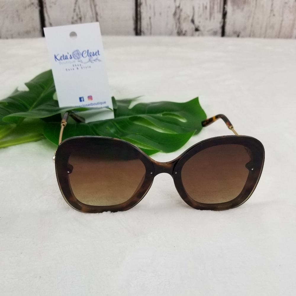 Women Pearl Sunglass, black, brown, animal print